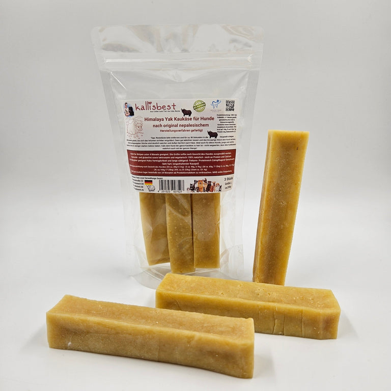 Himalaya Yak Kaukäse für Hunde von Kallisbest, 3 Stück in verschiedenen Größen von XS bis GIANT, in einer Packung.