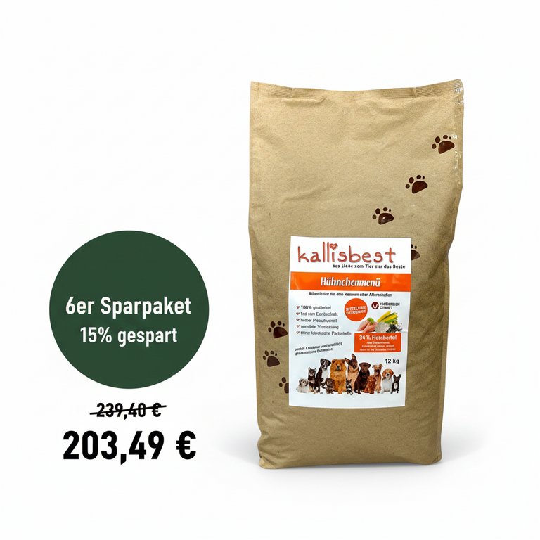 Hühnchenmenü medium Kroketten für Hunde – 32% Hühnchenfleischmehl, glutenfrei