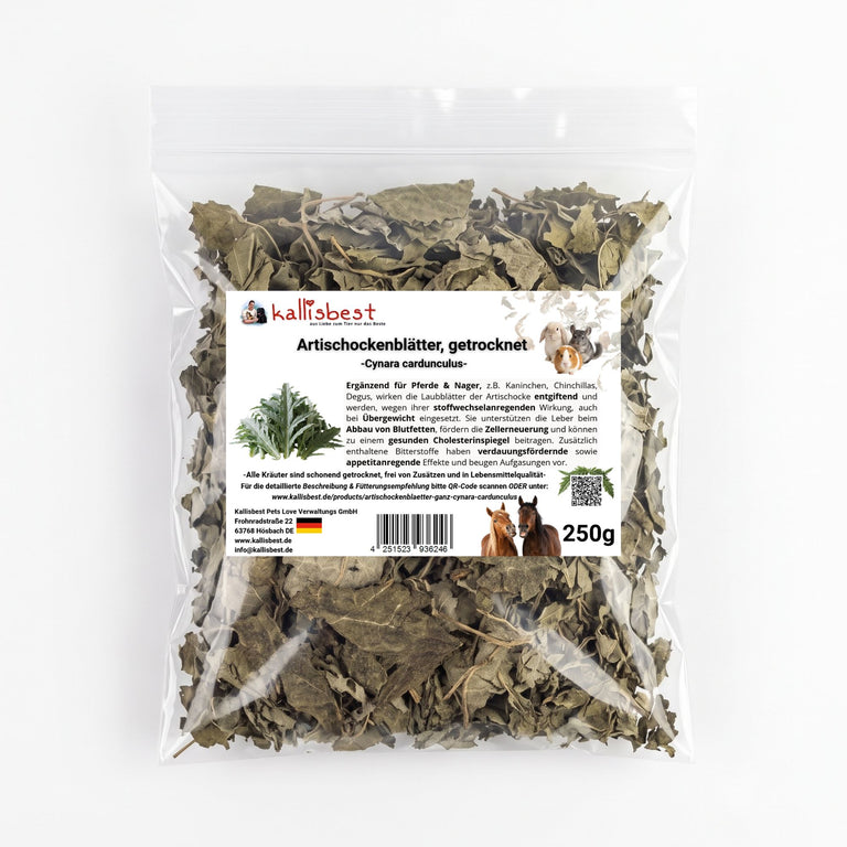 Artischockenblätter ganz getrocknet – Leberkraut für Pferde, Kaninchen & Meerschweinchen | Kallisbest