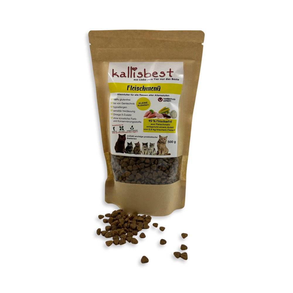 Fleischmenü kleine Kroketten für Katzen & Kitten - Kallisbest