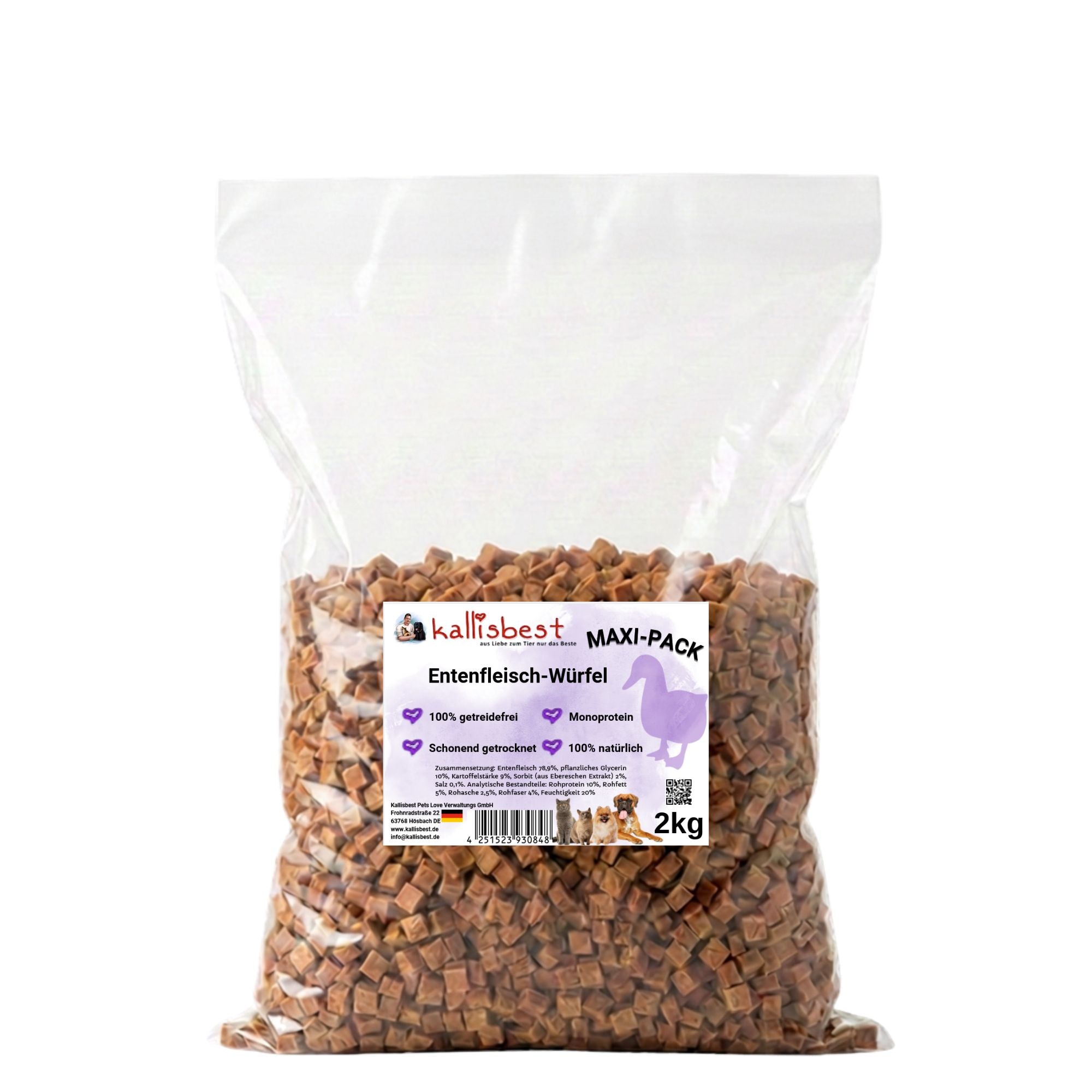 🇪🇺 Entenfleischwürfel 200g – Monoprotein Snack für Hunde & Katzen | Kallisbest