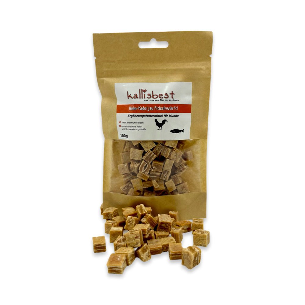 Huhn - Kabeljau Fleischwürfel 100g - Kallisbest
