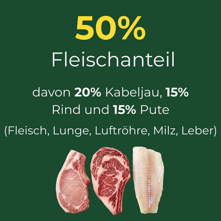 Feiner Fleischtopf - Kabeljau mit Rind und Schwein, glutenfrei