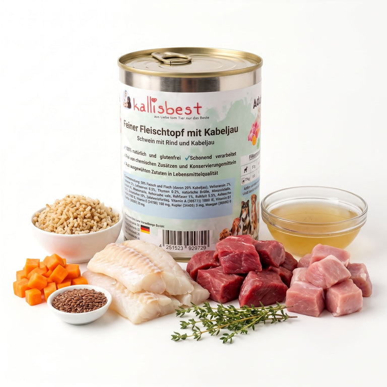 Feiner Fleischtopf - Kabeljau mit Rind und Schwein, glutenfrei