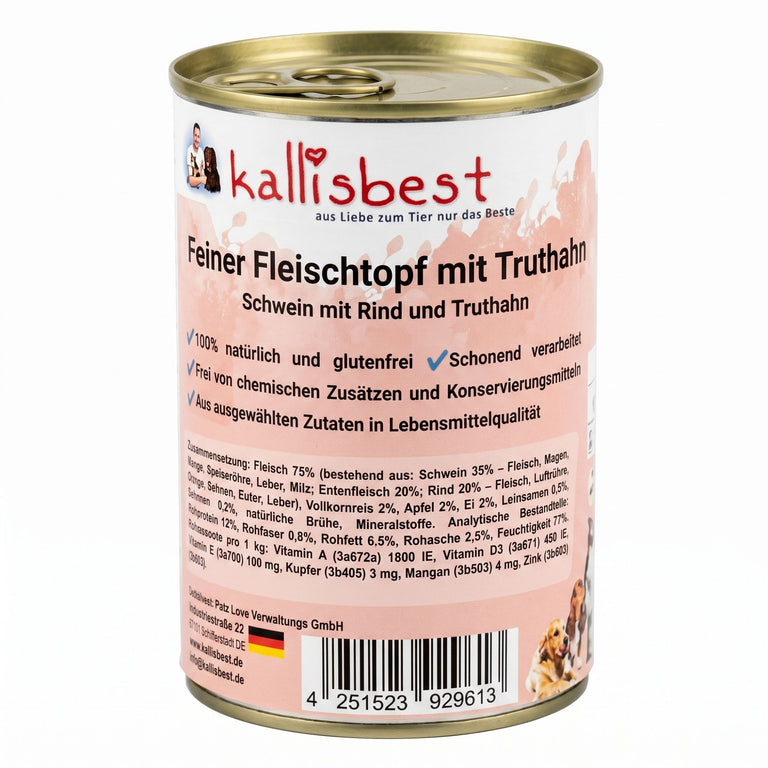 Feiner Fleischtopf - Schwein mit Rind und Truthahn, glutenfrei