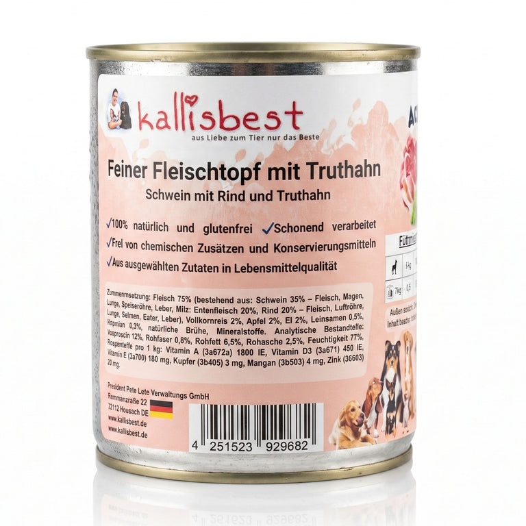 Feiner Fleischtopf - Schwein mit Rind und Truthahn, glutenfrei