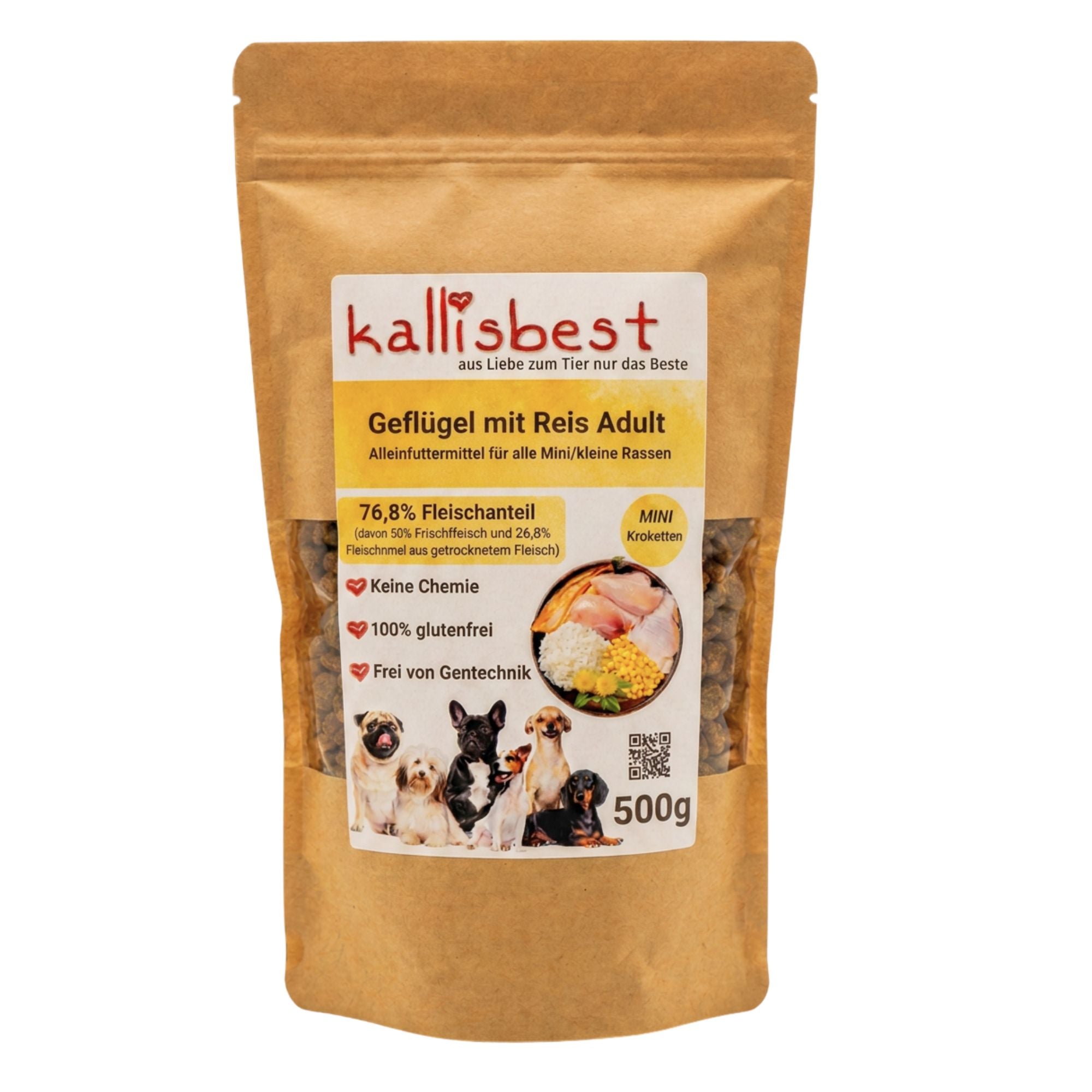 Geflügel mit Reis Adult mini Kroketten für Mini/ kleine Rassen
