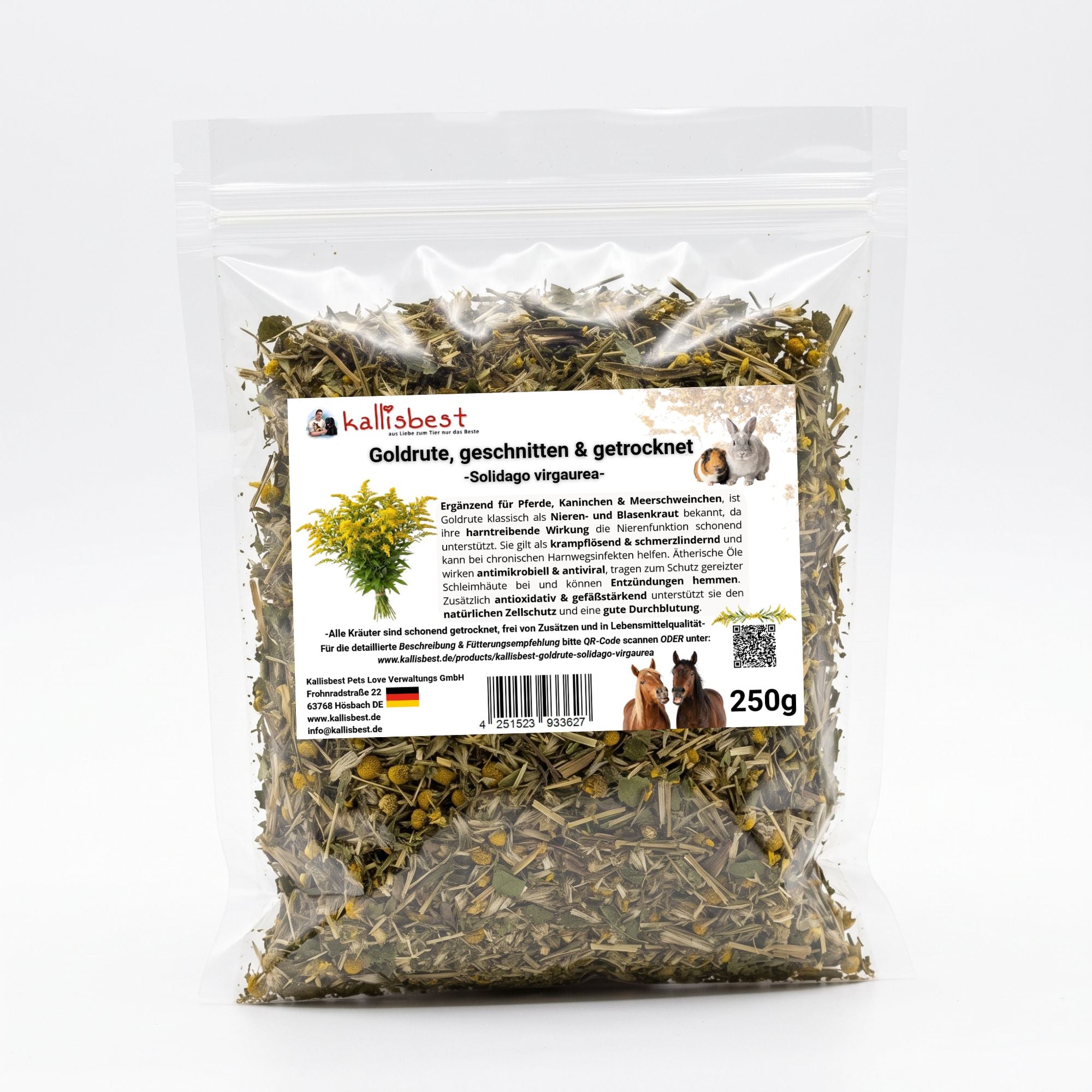 Goldrute geschnitten getrocknet – Nierenkraut für Kaninchen, Meerschweinchen & Pferde