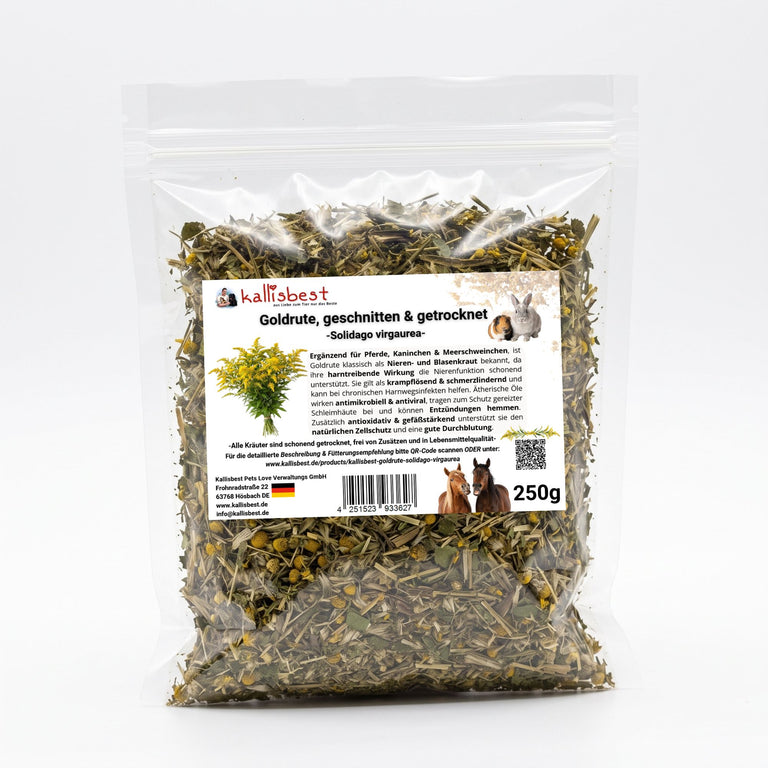 Goldrute geschnitten getrocknet – Nierenkraut für Kaninchen, Meerschweinchen & Pferde