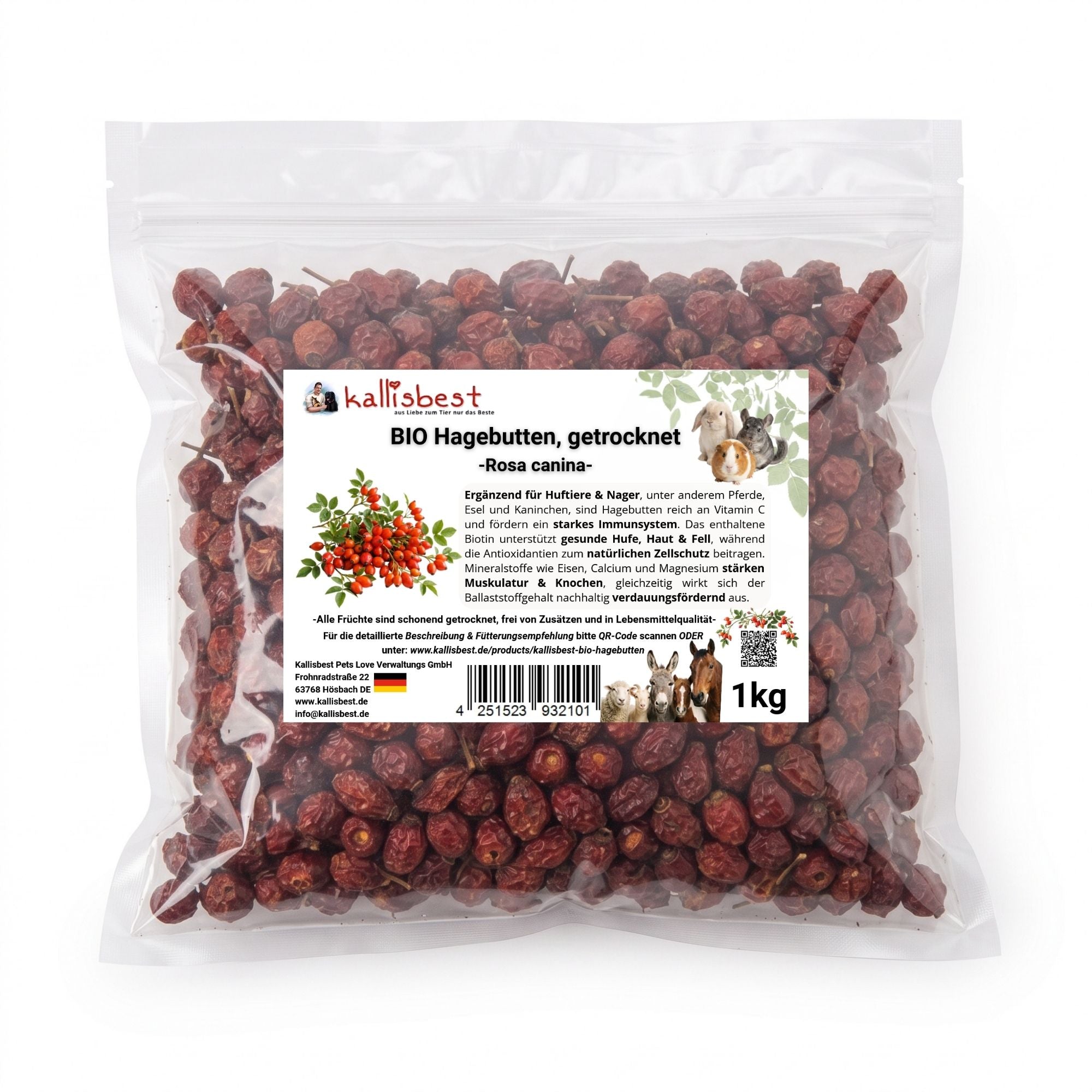 Bio-Hagebutten – Natürliches Leckerli für Pferde, Ziegen & Nager