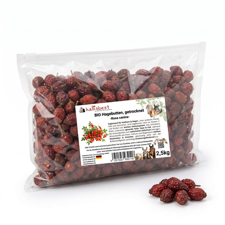 Bio-Hagebutten – Natürliches Leckerli für Pferde, Ziegen & Nager