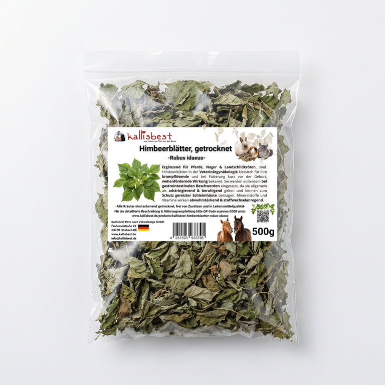 Himbeerblätter getrocknet – Naturkraut für Kaninchen, Meerschweinchen & Pferde | Kallisbest