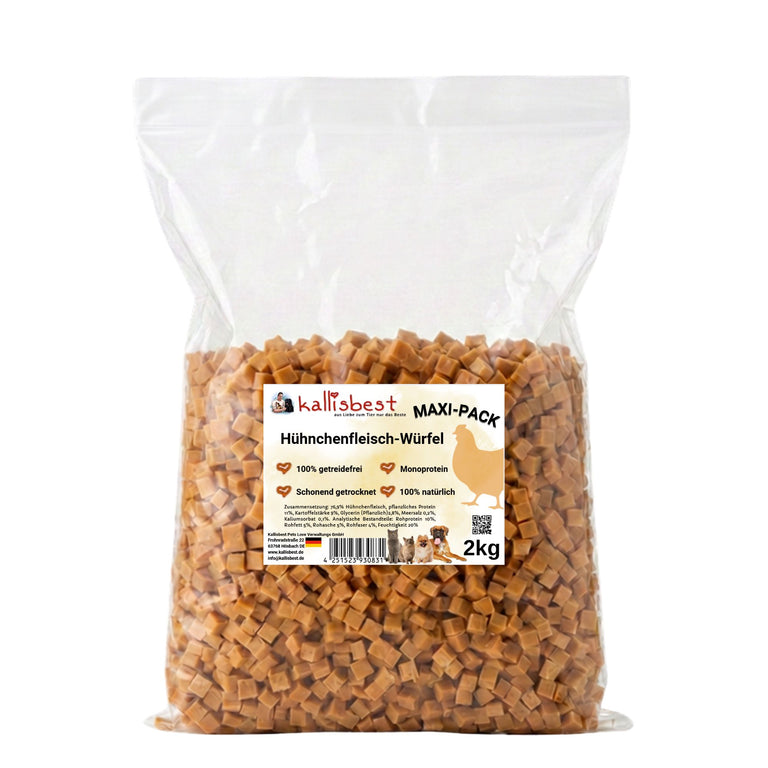 Hühnchenfleischwürfel Getreidefrei für Hunde & Katzen 200g