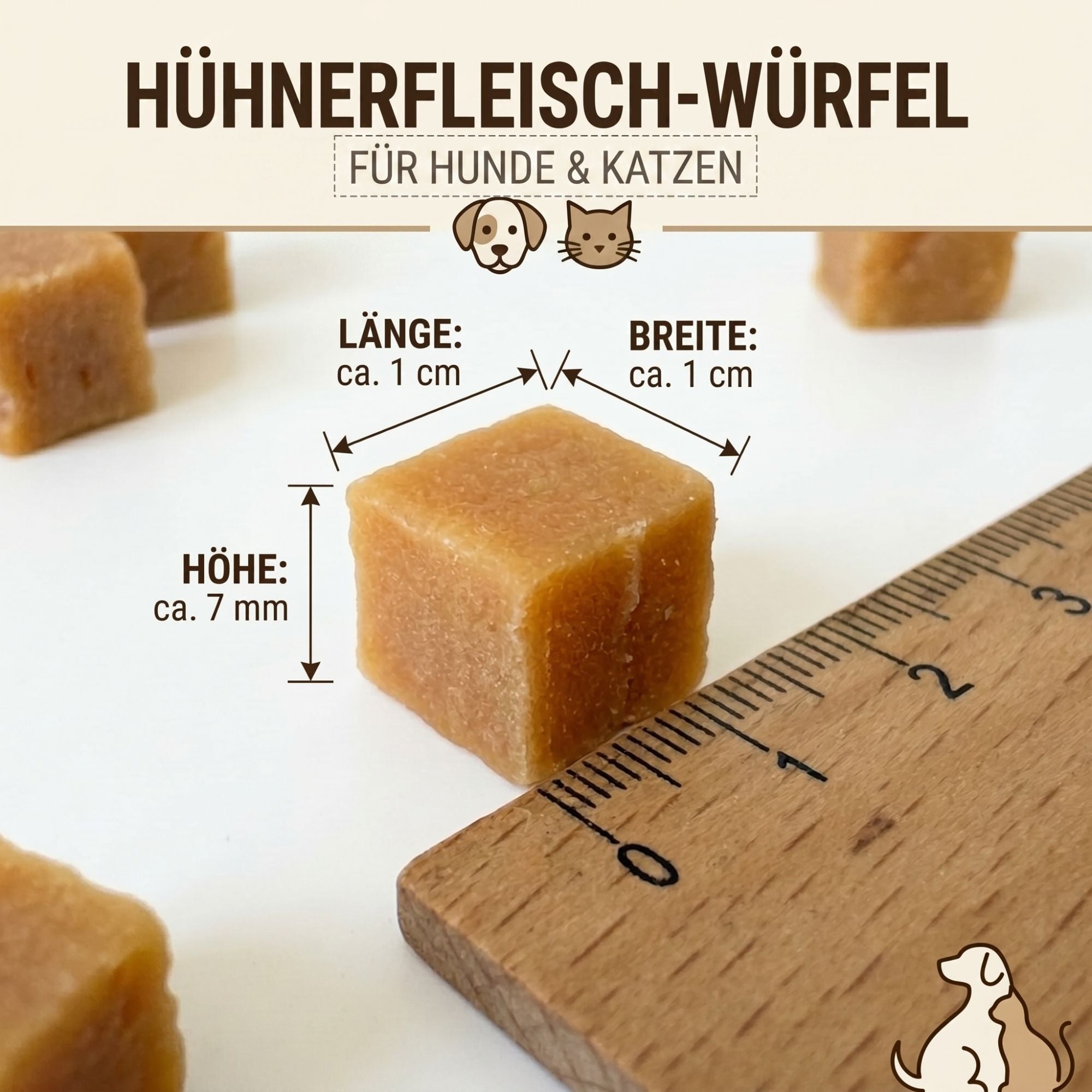 Hühnchenfleischwürfel Getreidefrei für Hunde & Katzen 200g