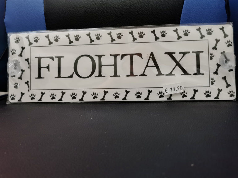 Plastikschild – Flohtaxi mit Saugnapf