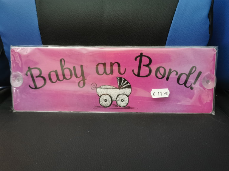 Baby an Bord Schild Pink – mit Saugnapf für Auto & Fensterscheibe
