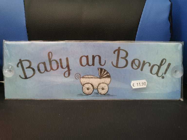 Baby an Bord Schild Blau – mit Saugnapf für Auto & Fensterscheibe