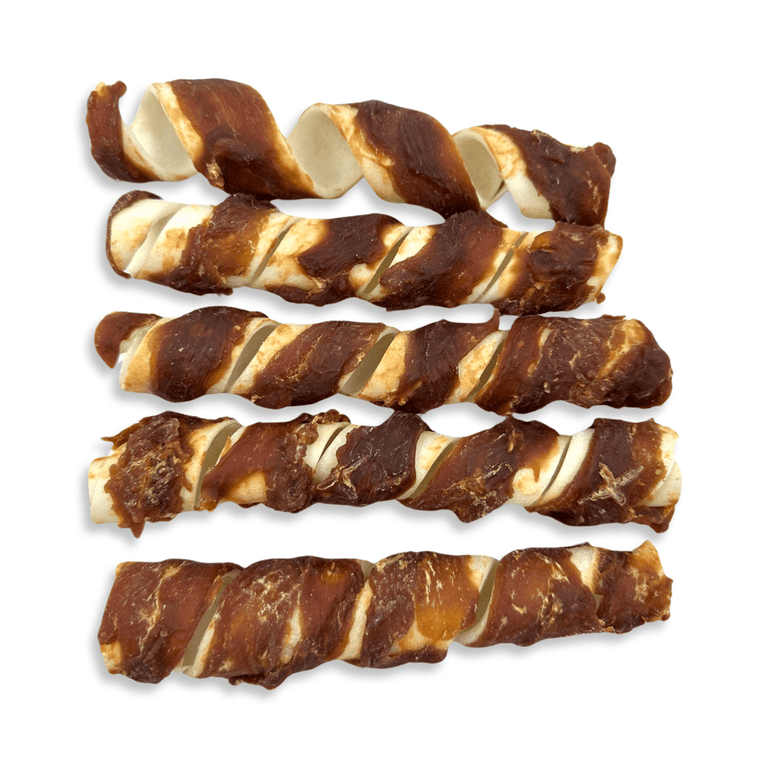 Spirale im Entenfleischmantel für Hunde, 15 cm lang, appetitlicher Snack für alle Rassen und Altersstufen.