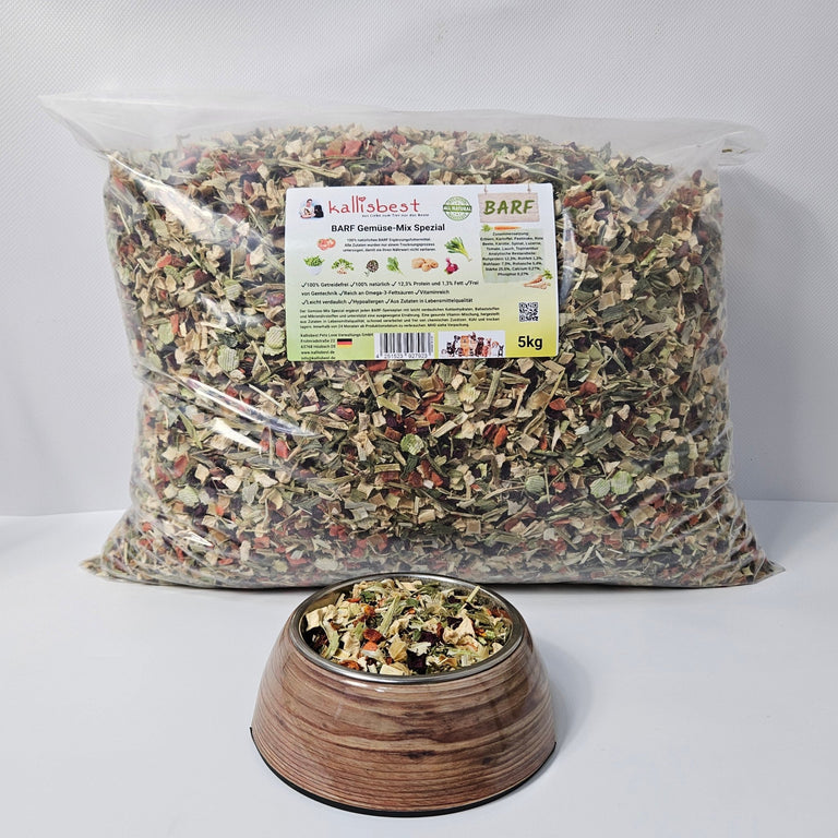Kallisbest BARF Gemüse-Mix Spezial 5kg, colorful vegetable blend for pet food supplementation.