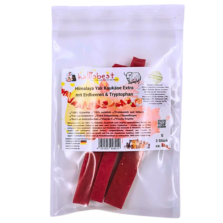 Himalaya Yak Kaukäse Extra mit Erdbeeren & Tryptophan für Hunde Kallisbest