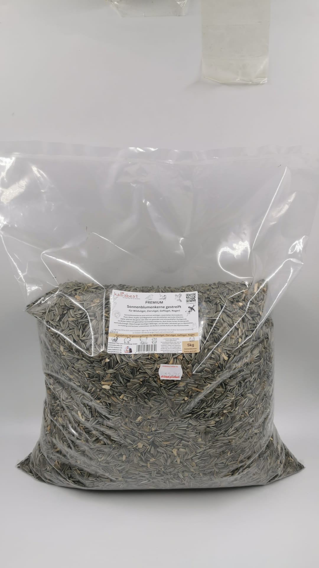 Kallisbest Premium Sonnenblumenkerne gestreift in 500g-25Kg, ideal als Ergänzungsfutter für Wildvögel und Hoftiere.