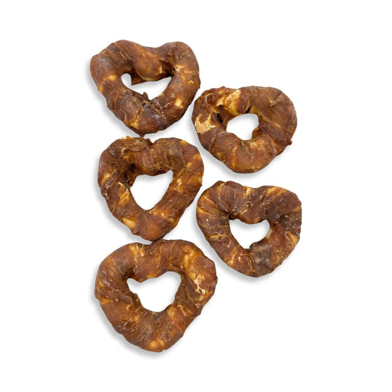 Kallisbest dog supplement featuring heart-shaped chicken and duck meat wraps, assorted mix in a pack of 20.