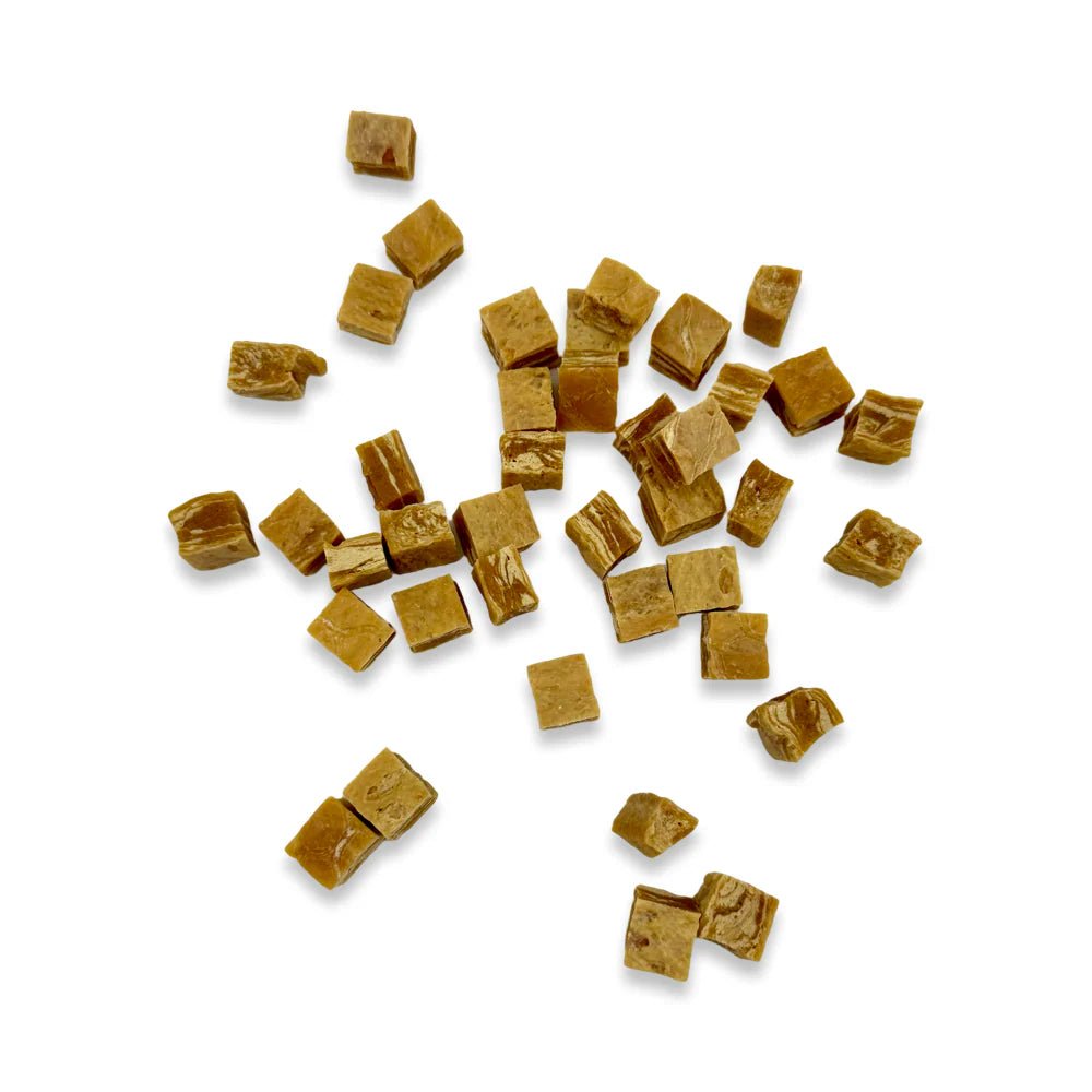 Kallisbest Huhn-Kabeljau Fleischwürfel für Hunde, 4 Sorten-Mix in 100g Packung, appetitliche Hundesnacks.