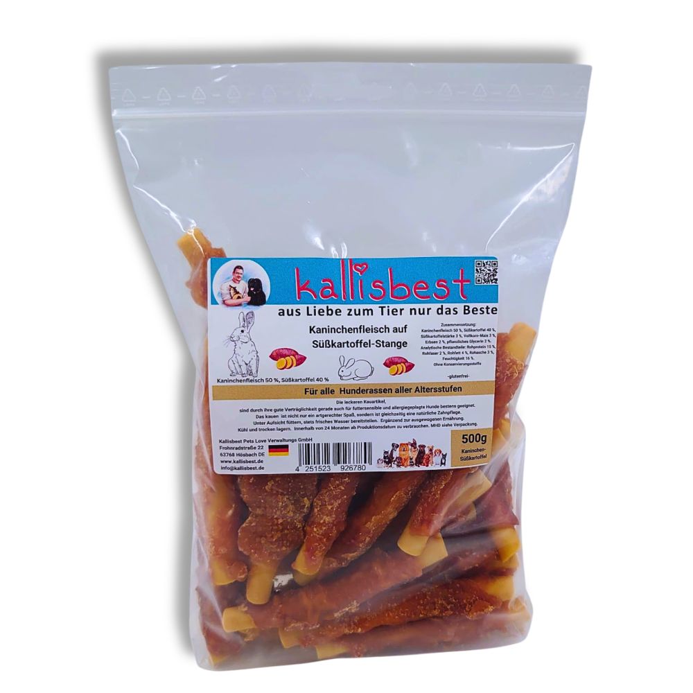 Kaninchenfleisch auf Süßkartoffel-Stangen