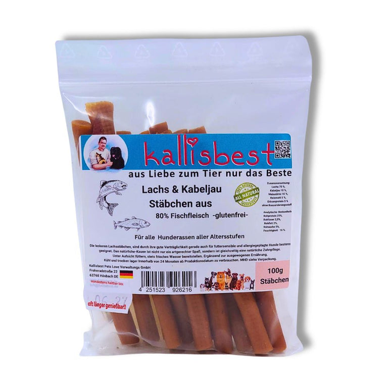 Lachs & Kabeljau Stäbchen – Snack für Hunde & Katzen | Kallisbest
