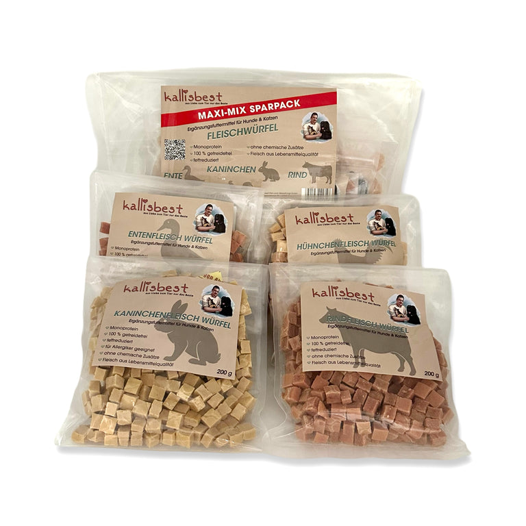 Der Mega Mix Sparpack mit 4x200g in 4 Sorten für Hunde und Katzen von Kallisbest