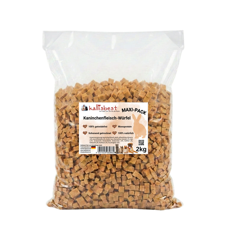 🇪🇺 Kaninchenfleischwürfel 200g – Monoprotein Snack für Hunde & Katzen | Kallisbest