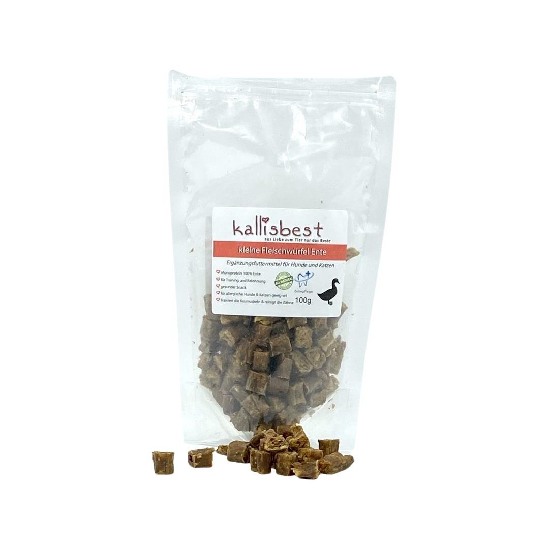 Reine kleine Fleischwürfel Ente für Training und Belohnung 100g für Hunde & Katzen - Kallisbest