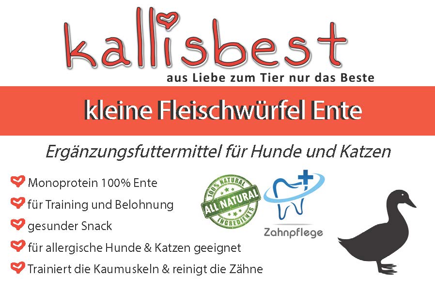 Reine kleine Fleischwürfel Ente für Training und Belohnung 100g für Hunde & Katzen - Kallisbest