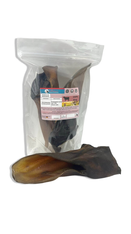 XL Kallisbest Rinderohren mit Fleischmuschel, gesunde Leckerbissen für Hunde aller Rassen und Altersstufen.
