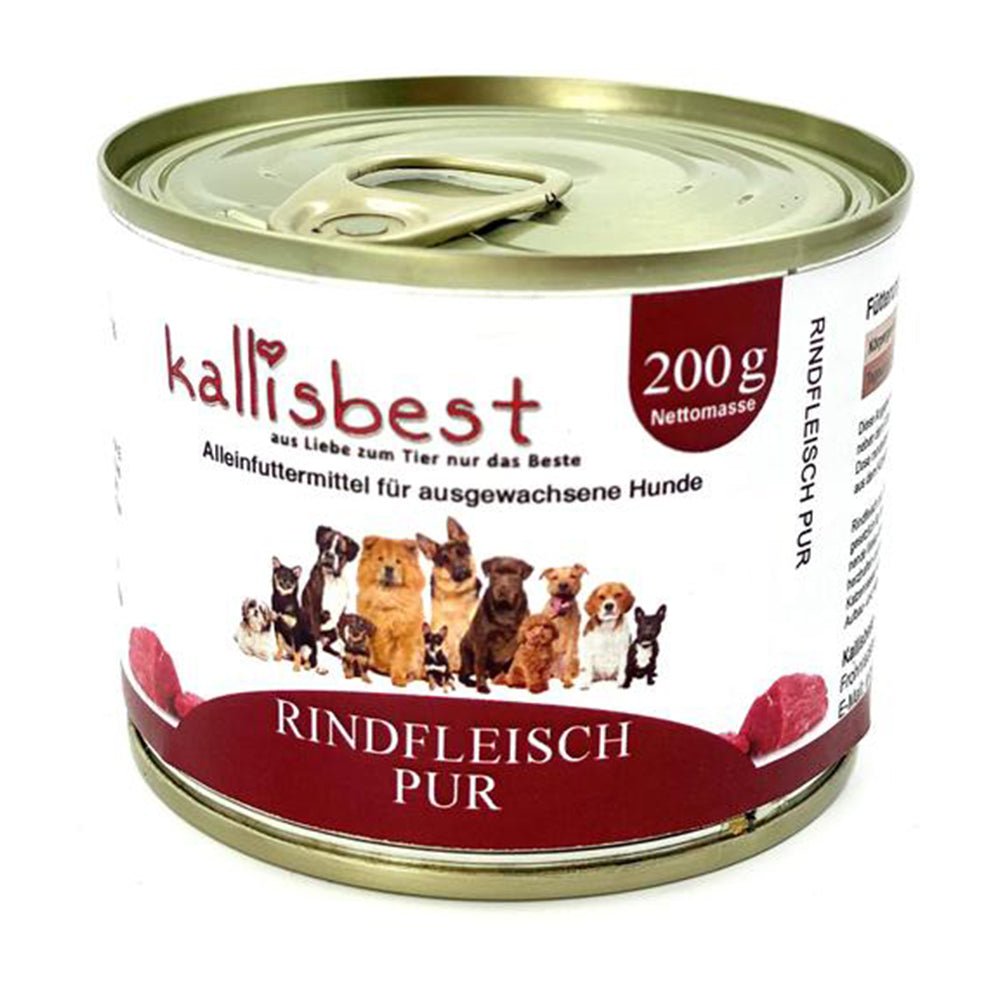 Sensible Rind pur Nassfutter für Hunde, Kallisbest, 200g Dose mit frischem Rindfleisch