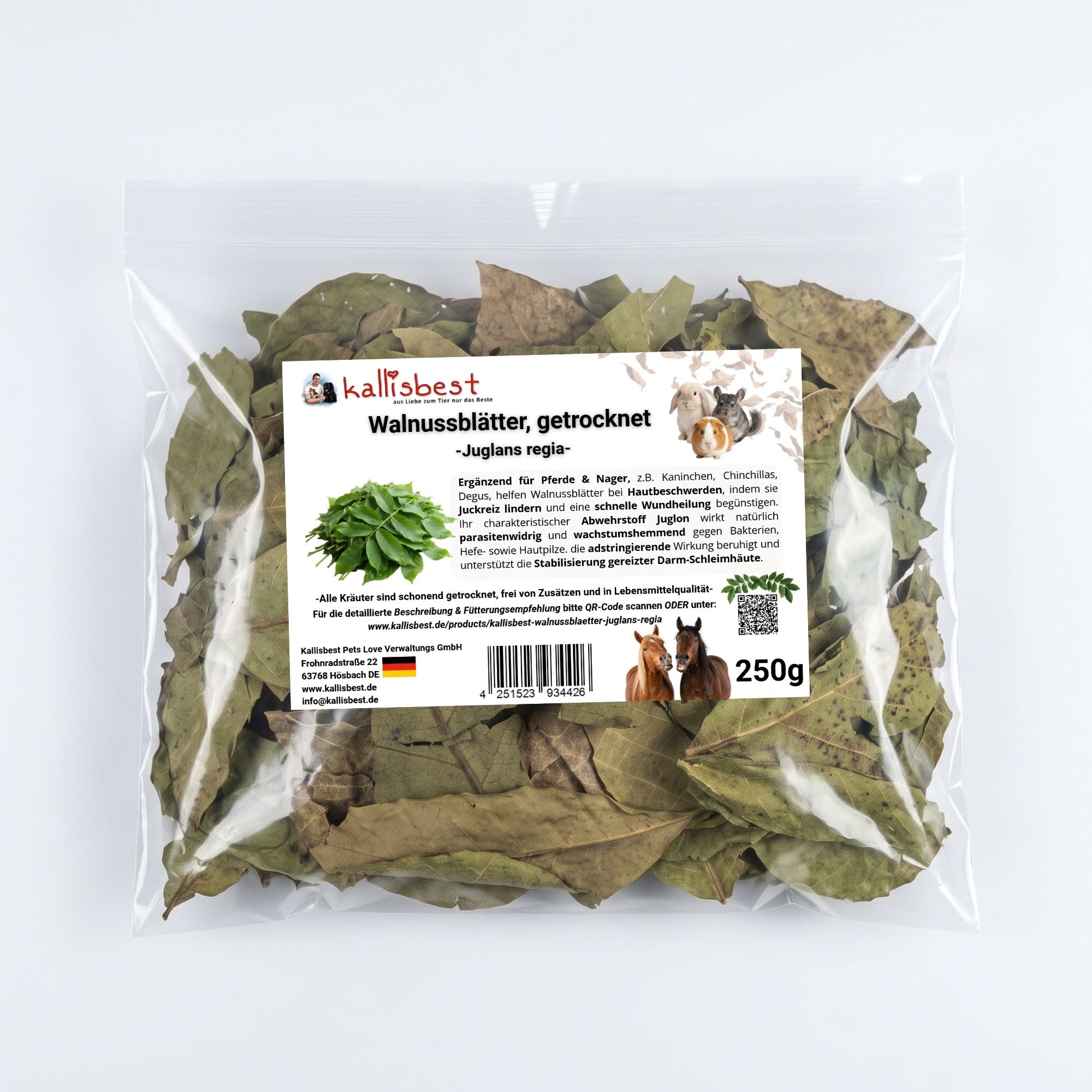 Walnussblätter getrocknet – Naturkraut für Pferde, Kaninchen & Meerschweinchen | Kallisbest