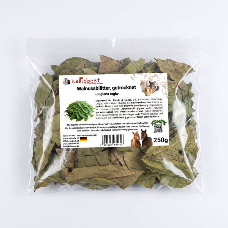 Walnussblätter getrocknet – Naturkraut für Pferde, Kaninchen & Meerschweinchen | Kallisbest