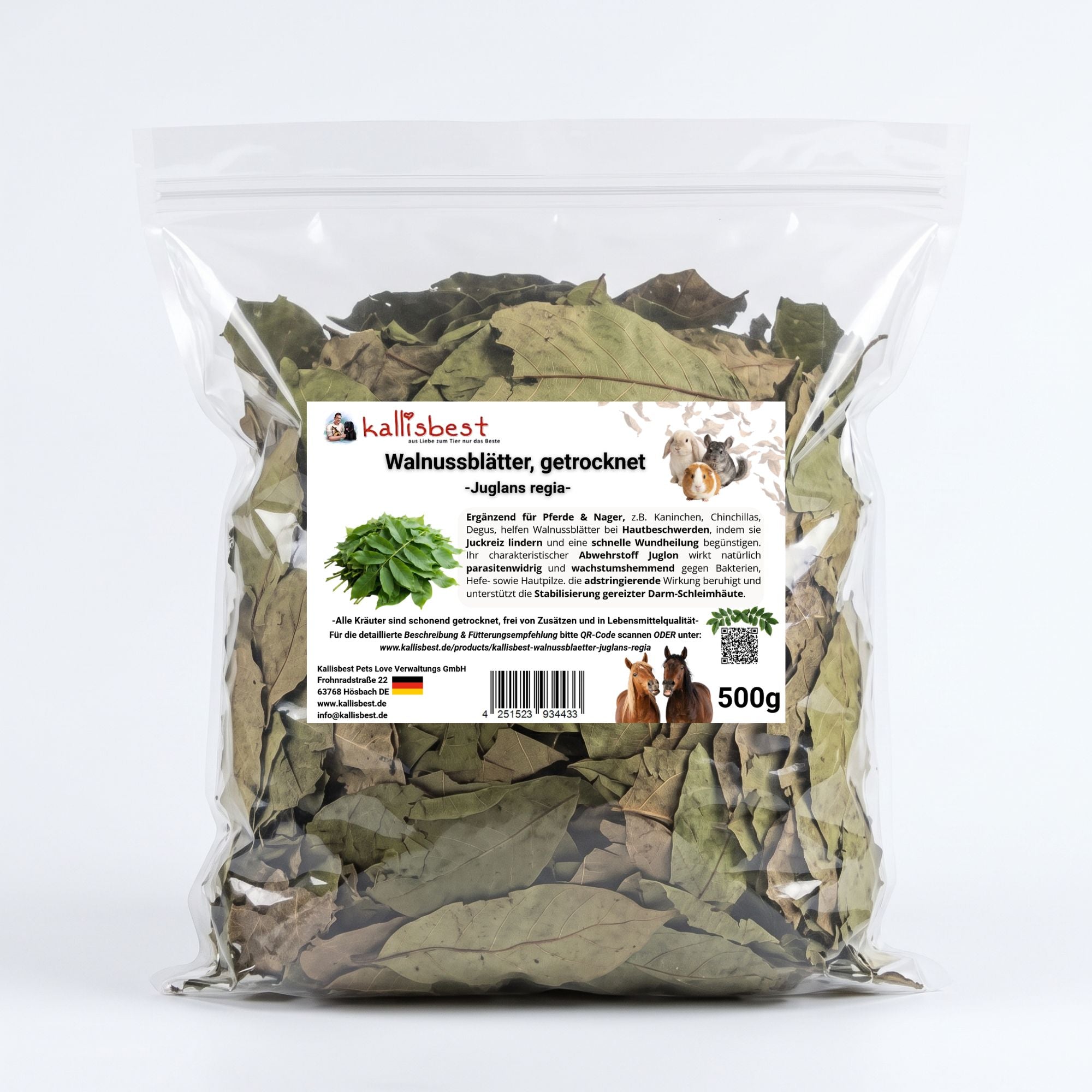 Walnussblätter getrocknet – Naturkraut für Pferde, Kaninchen & Meerschweinchen | Kallisbest