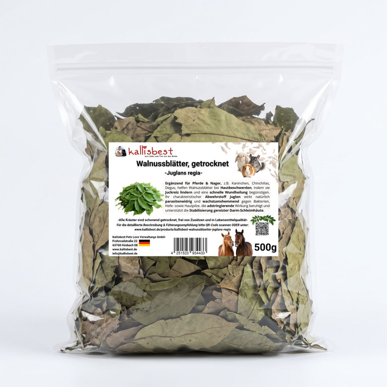 Walnussblätter getrocknet – Naturkraut für Pferde, Kaninchen & Meerschweinchen | Kallisbest