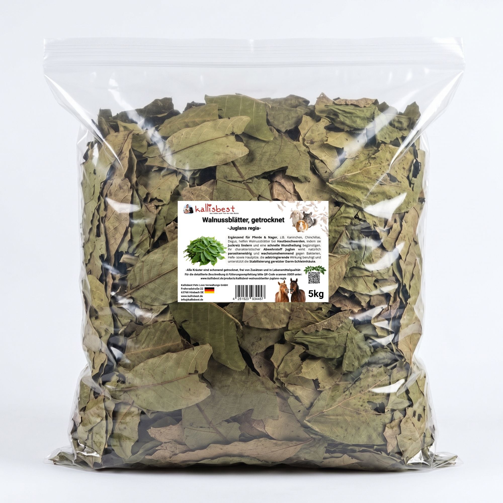 Walnussblätter getrocknet – Naturkraut für Pferde, Kaninchen & Meerschweinchen | Kallisbest