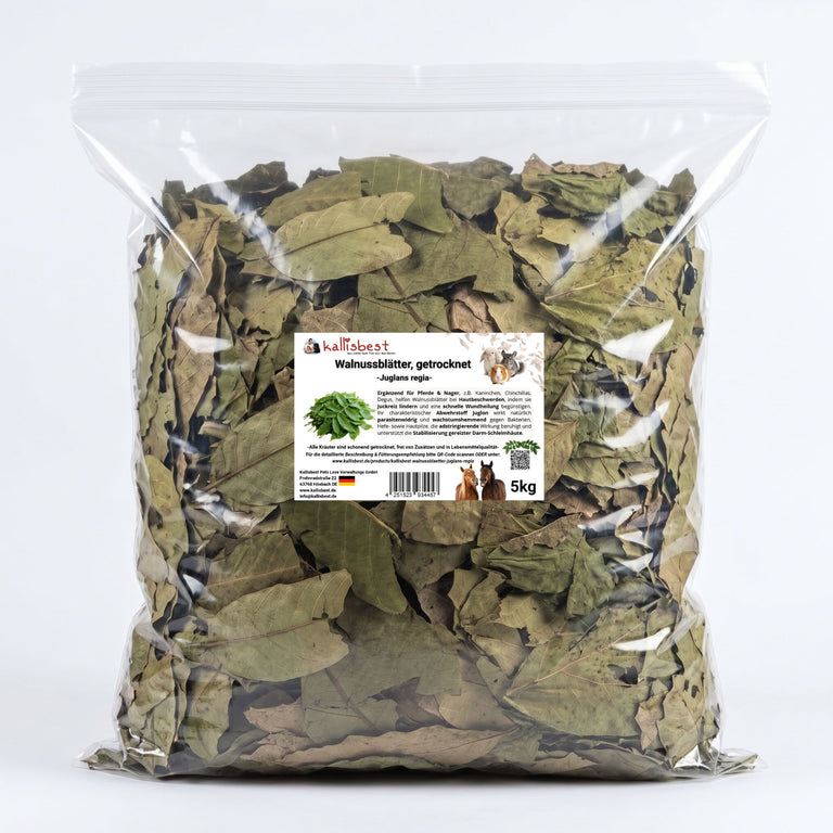 Walnussblätter getrocknet – Naturkraut für Pferde, Kaninchen & Meerschweinchen | Kallisbest