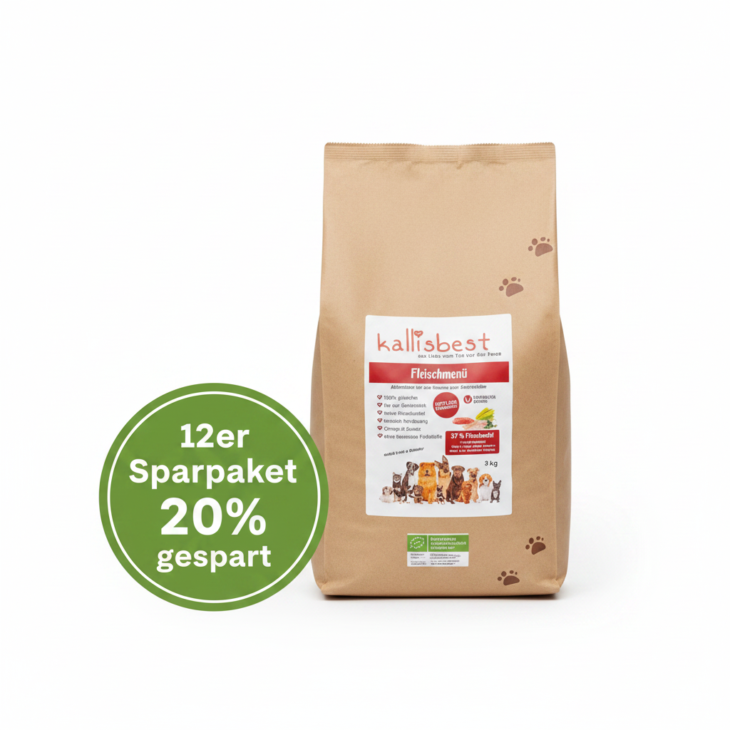 Fleischmenü mittlere Kroketten für Hunde – 37% Fleischmehlanteil, glutenfrei