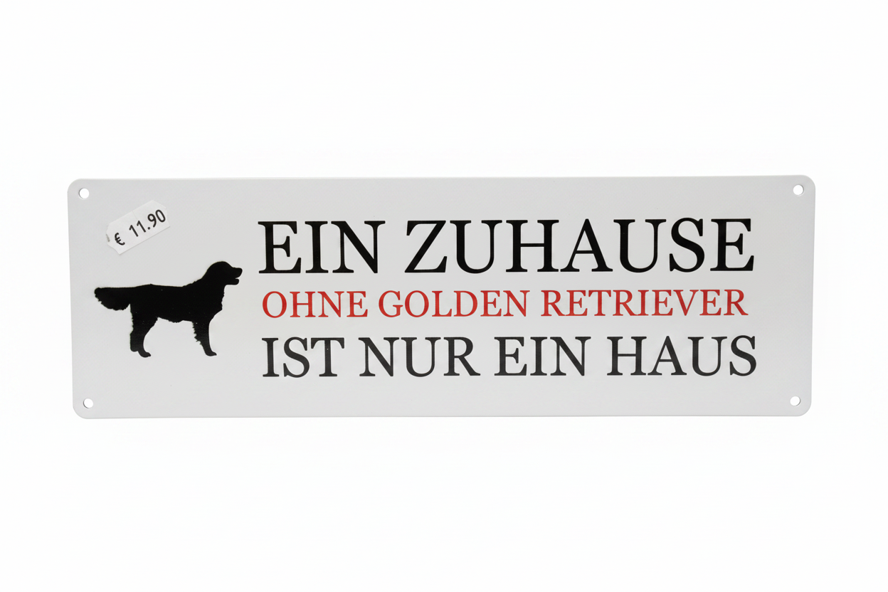 Metallschild – Ein Zuhause ohne Golden Retriever ist nur ein Haus