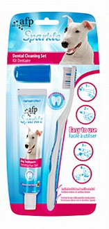 AFP Sparkle Dental Cleaning Set – Zahnbürste, Fingerzahnbürste & Zahncreme Erdnusskäse für Hunde