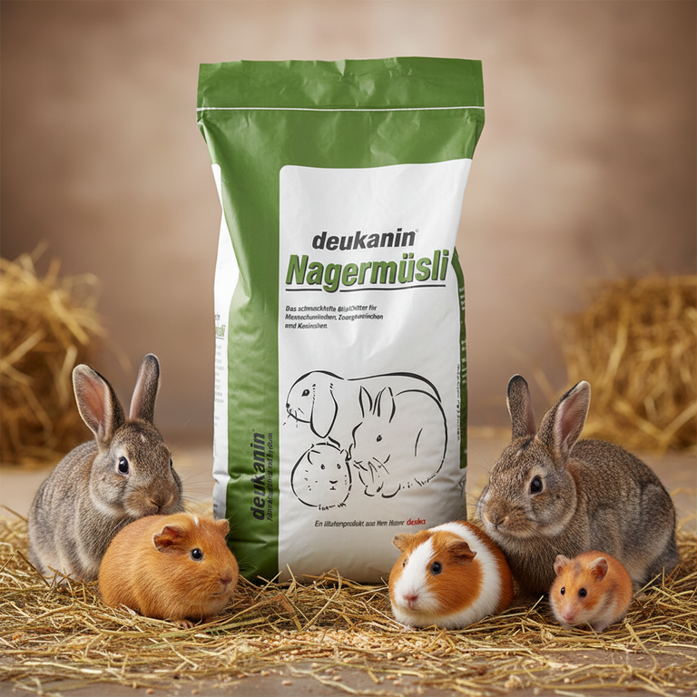 Deukanin Nagermüsli 20 kg mit Kaninchen, Meerschweinchen und Hamster