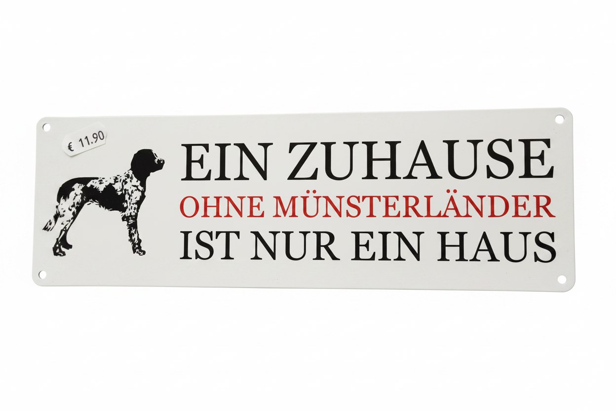 Metallschild – Ein Zuhause ohne Münsterländer ist nur ein Haus