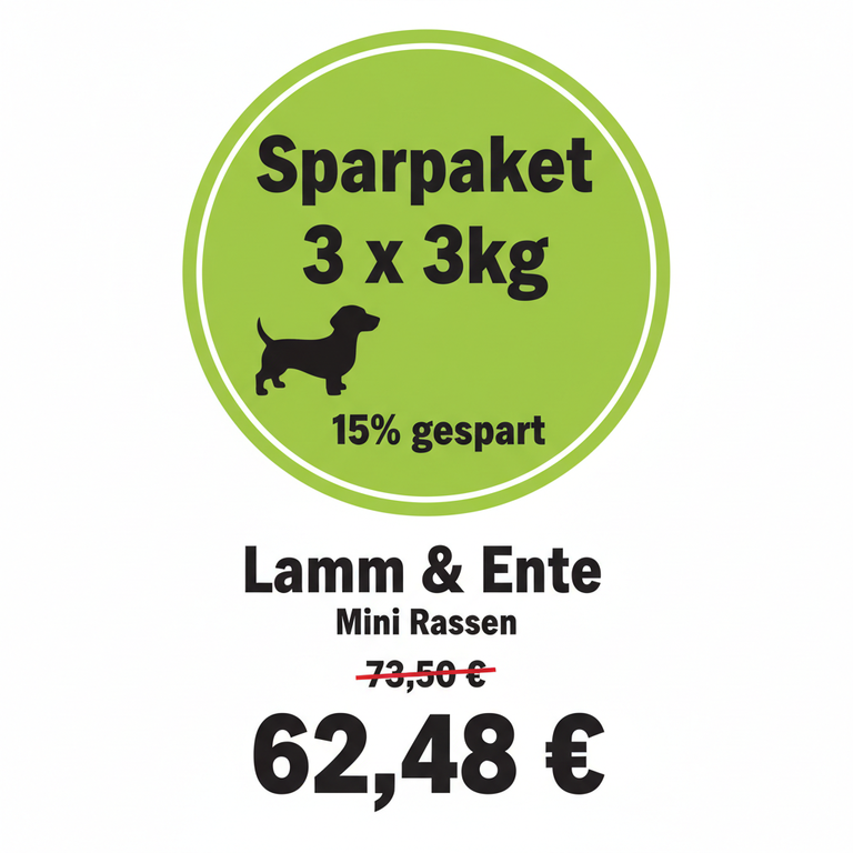 Sparpaket 3 x 3kg Lamm & Ente Mini Rassen