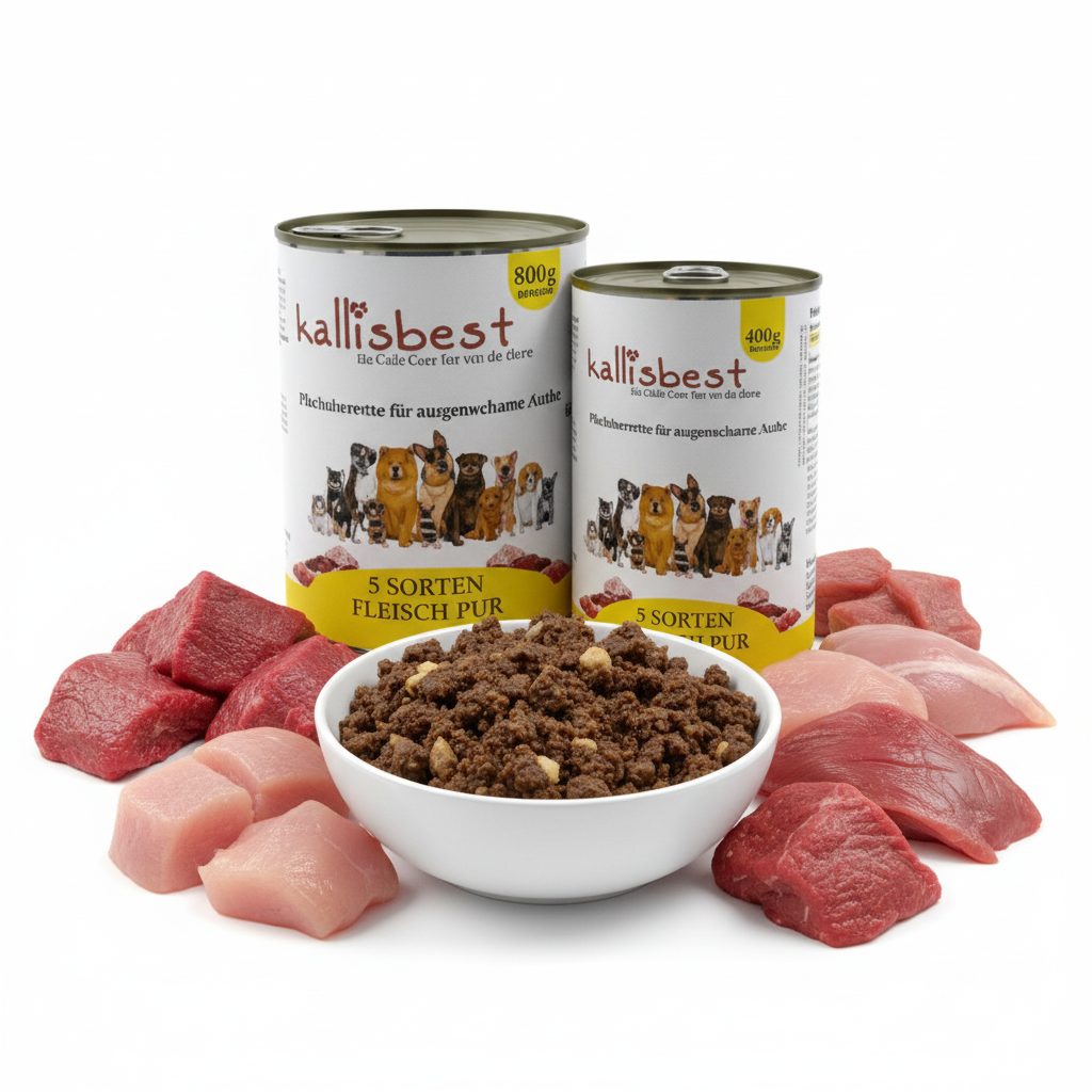 5 Sorten Fleisch pur – Kallisbest Originaldosen mit 5 frischen Fleischsorten