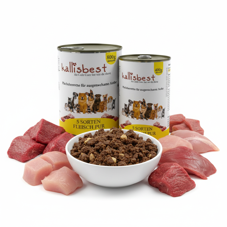 5 Sorten Fleisch pur – Kallisbest Originaldosen mit 5 frischen Fleischsorten