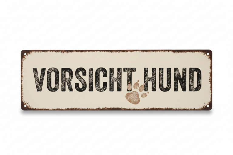 Metallschild Vorsicht Hund – Vintage Retro Stil